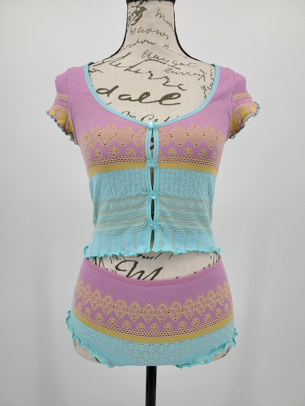 Anthropologie's LyreBird Knit Cropped Pajama Set Size Small - Picture 4 of 9